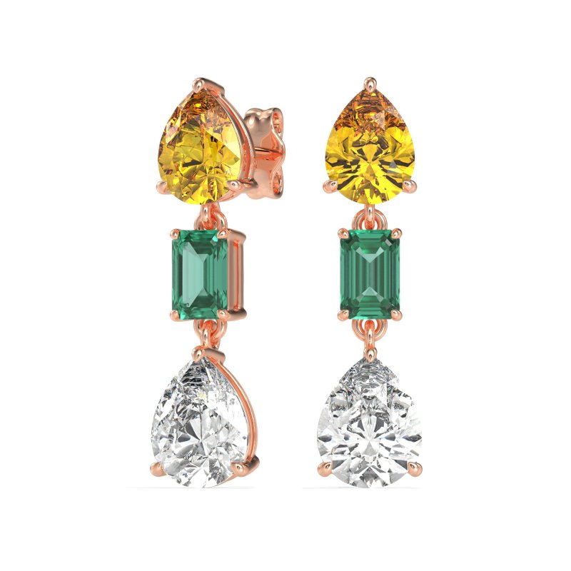 Pear & Emerald Cut Dangle Earrings