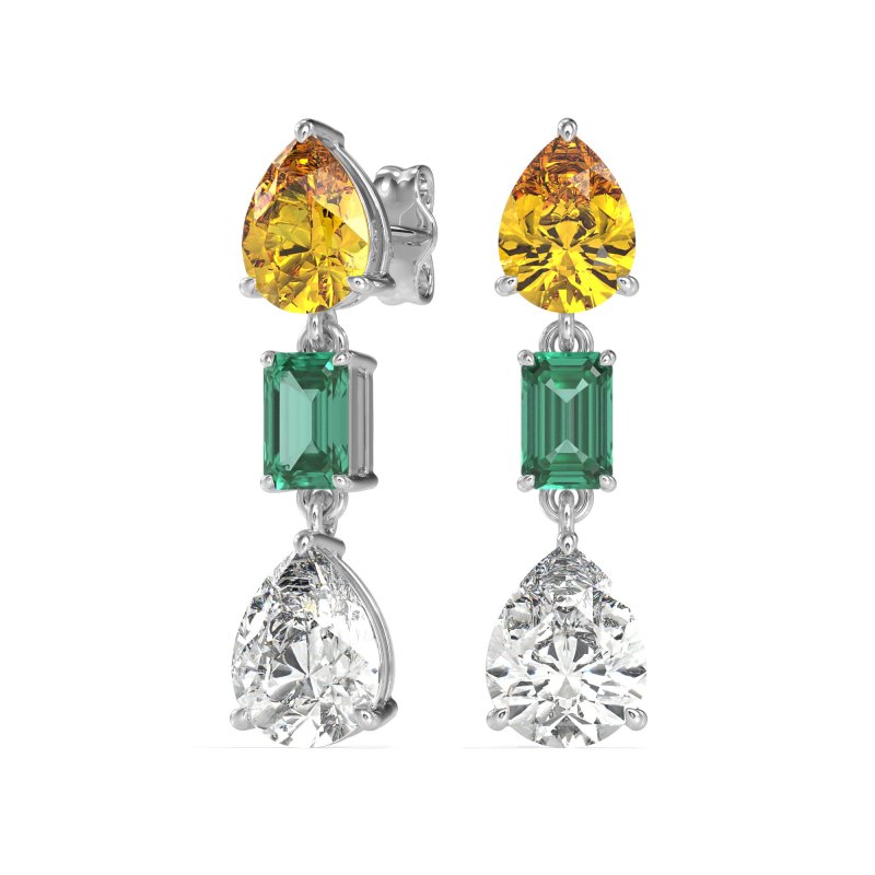 Pear & Emerald Cut Dangle Earrings