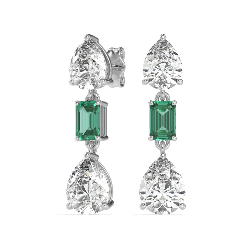 Pear & Emerald Cut Dangle Earrings