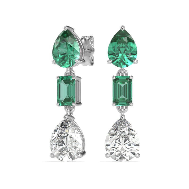 Pear & Emerald Cut Dangle Earrings