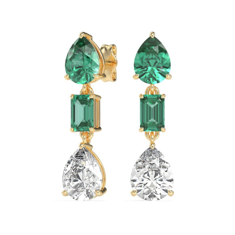 Pear & Emerald Cut Dangle Earrings