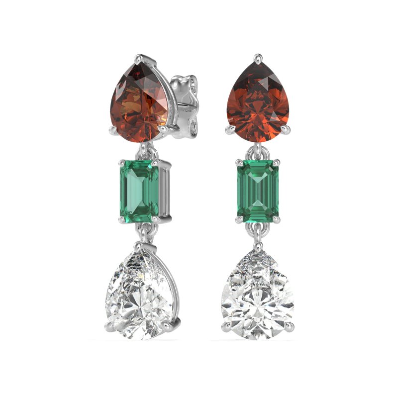 Pear & Emerald Cut Dangle Earrings