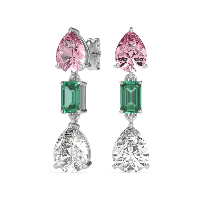 Pear & Emerald Cut Dangle Earrings
