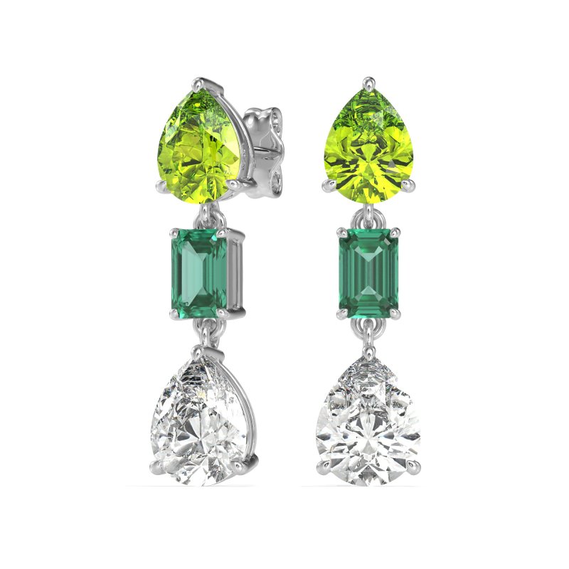 Pear & Emerald Cut Dangle Earrings