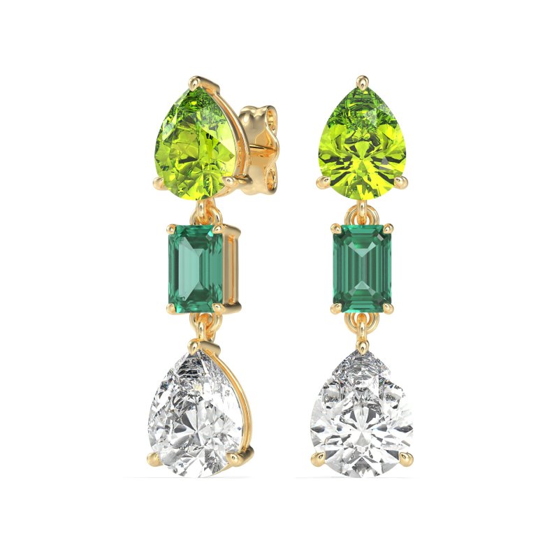 Pear & Emerald Cut Dangle Earrings