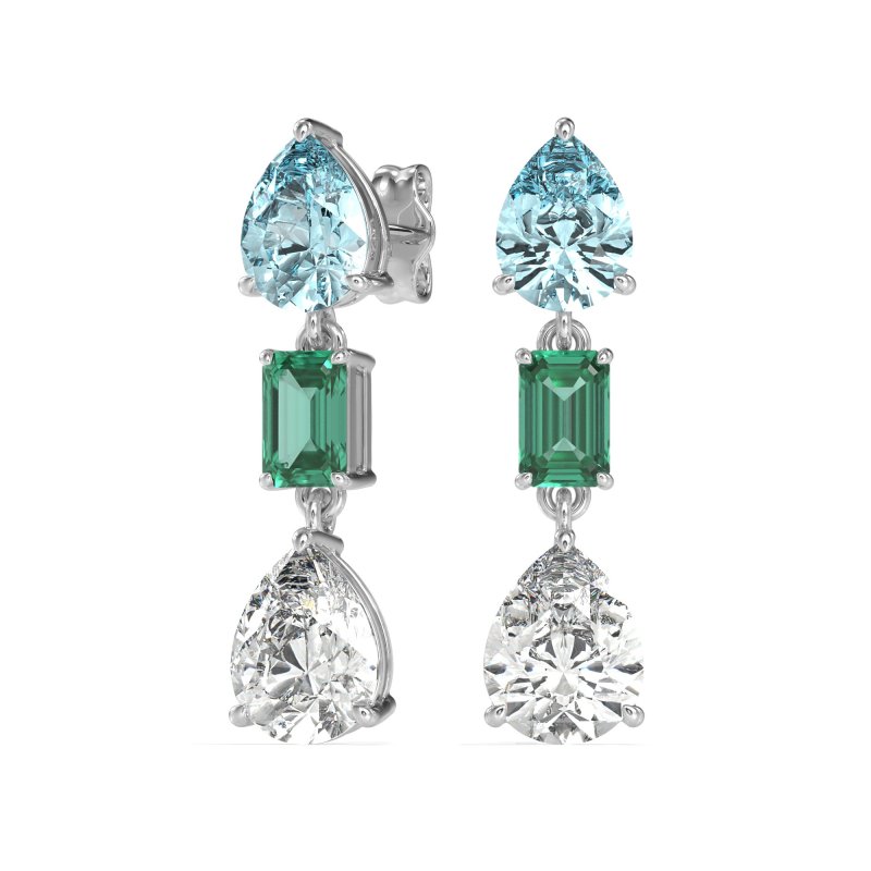 Pear & Emerald Cut Dangle Earrings