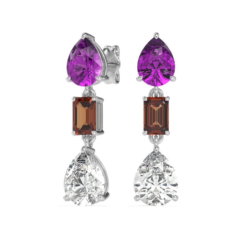 Pear & Emerald Cut Dangle Earrings