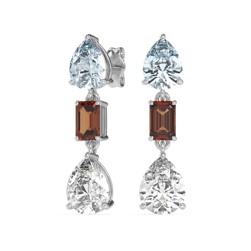 Pear & Emerald Cut Dangle Earrings
