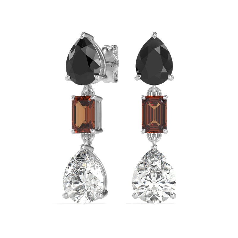 Pear & Emerald Cut Dangle Earrings