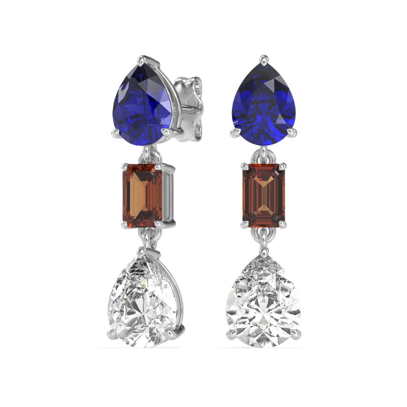 Pear & Emerald Cut Dangle Earrings