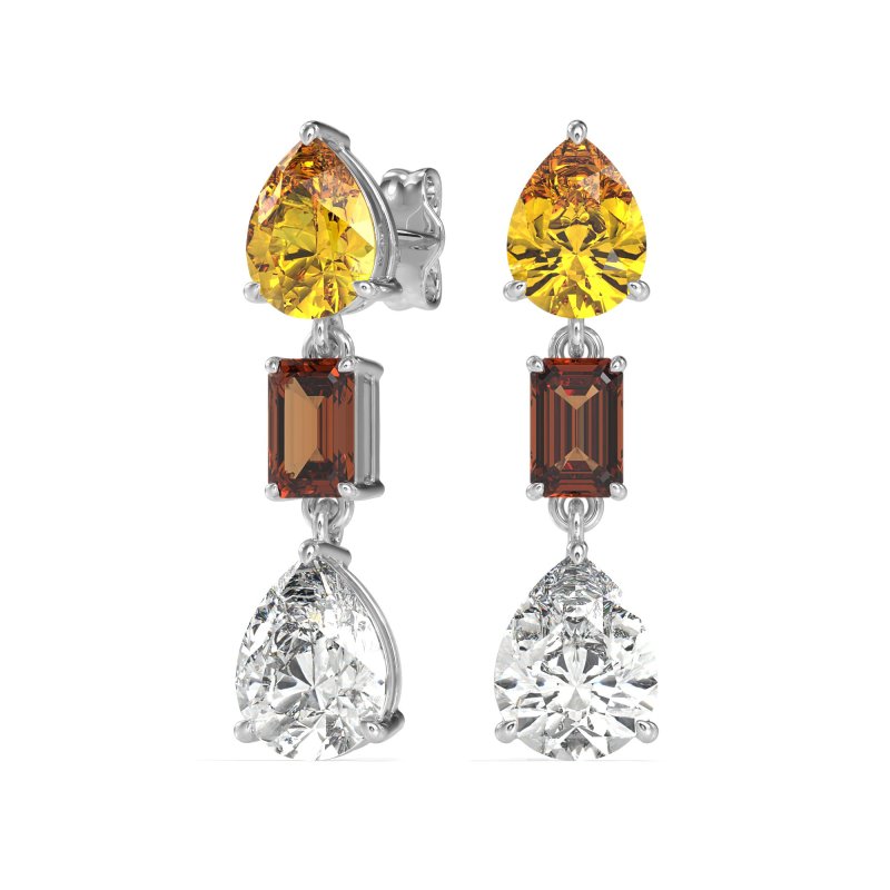 Pear & Emerald Cut Dangle Earrings