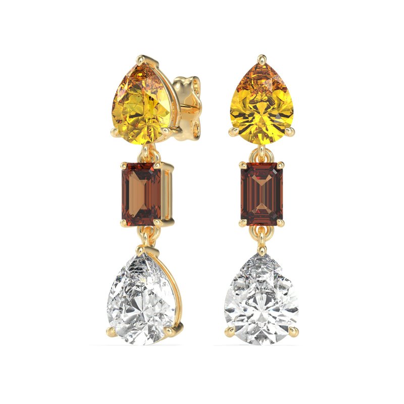 Pear & Emerald Cut Dangle Earrings