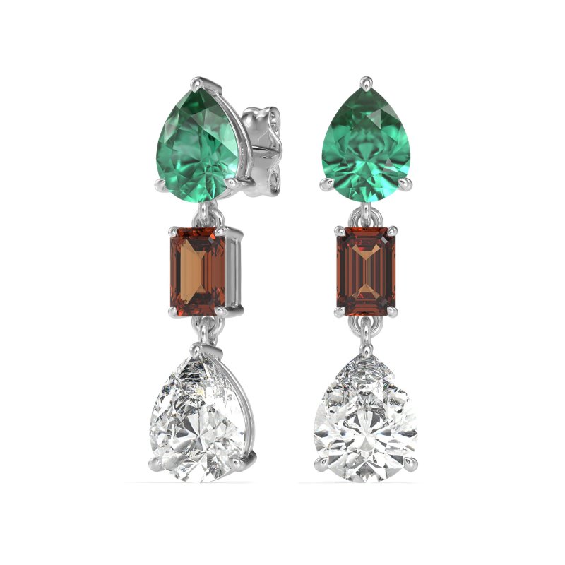 Pear & Emerald Cut Dangle Earrings