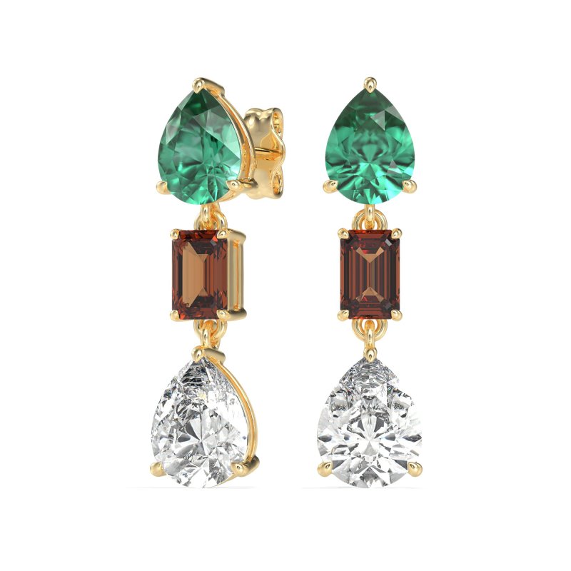Pear & Emerald Cut Dangle Earrings