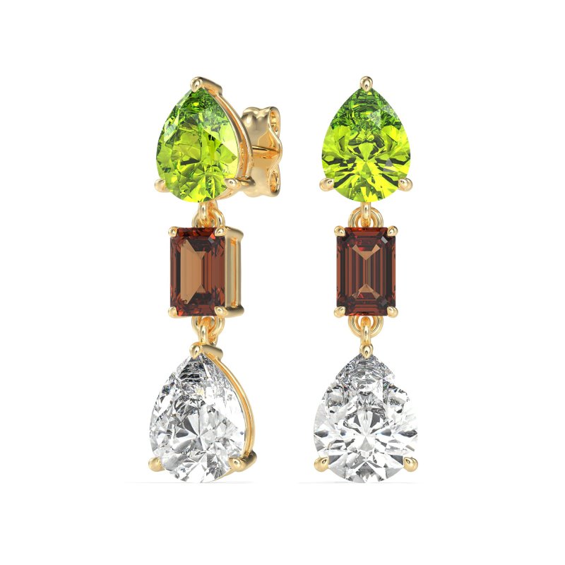 Pear & Emerald Cut Dangle Earrings