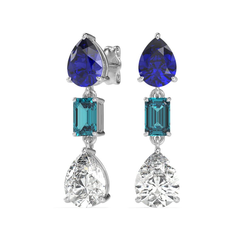 Pear & Emerald Cut Dangle Earrings