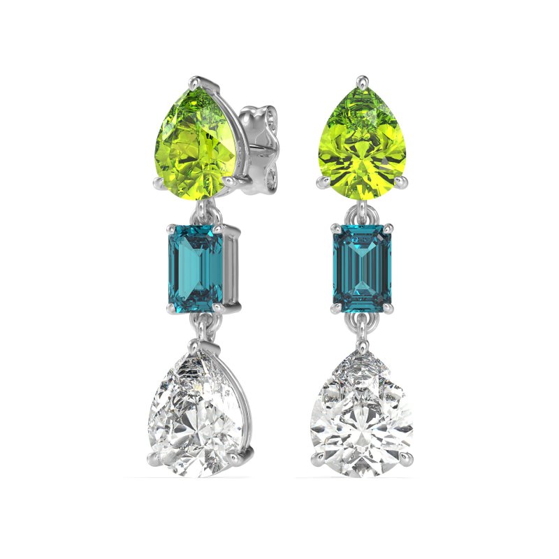 Pear & Emerald Cut Dangle Earrings