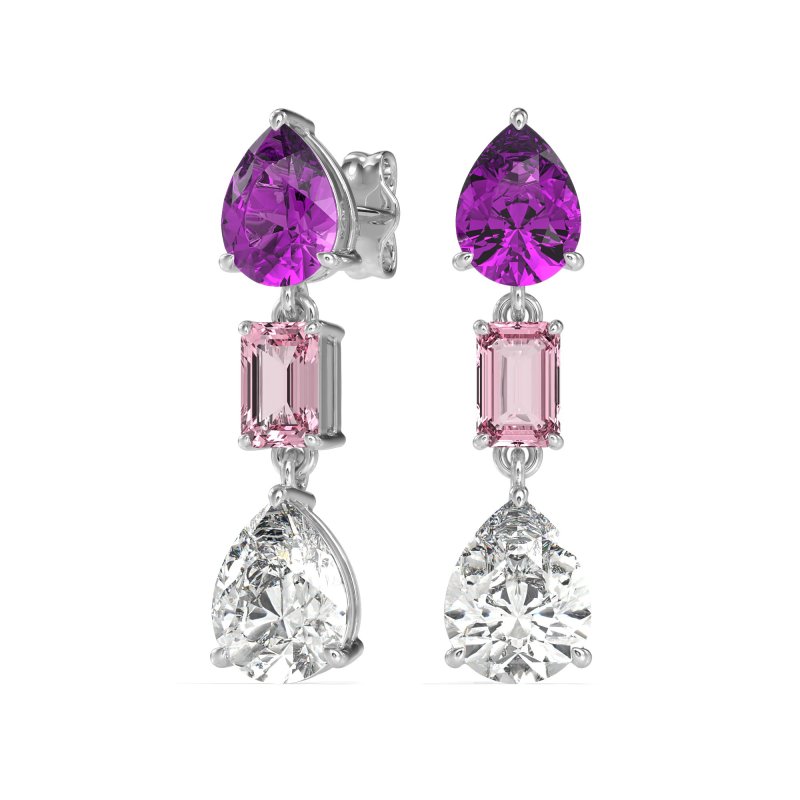 Pear & Emerald Cut Dangle Earrings