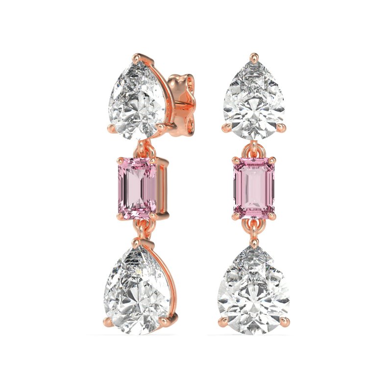 Pear & Emerald Cut Dangle Earrings