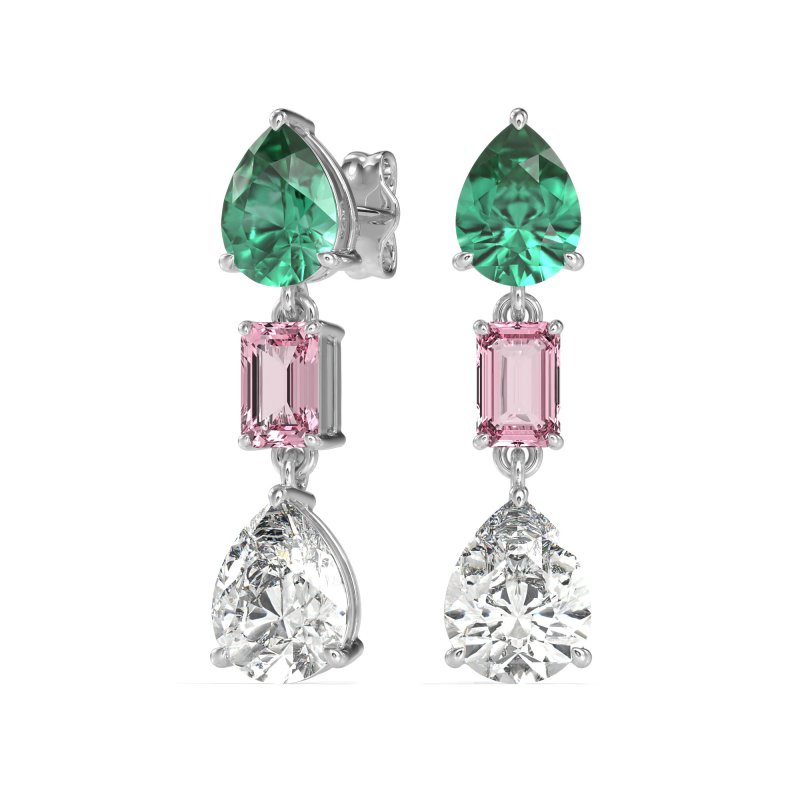 Pear & Emerald Cut Dangle Earrings