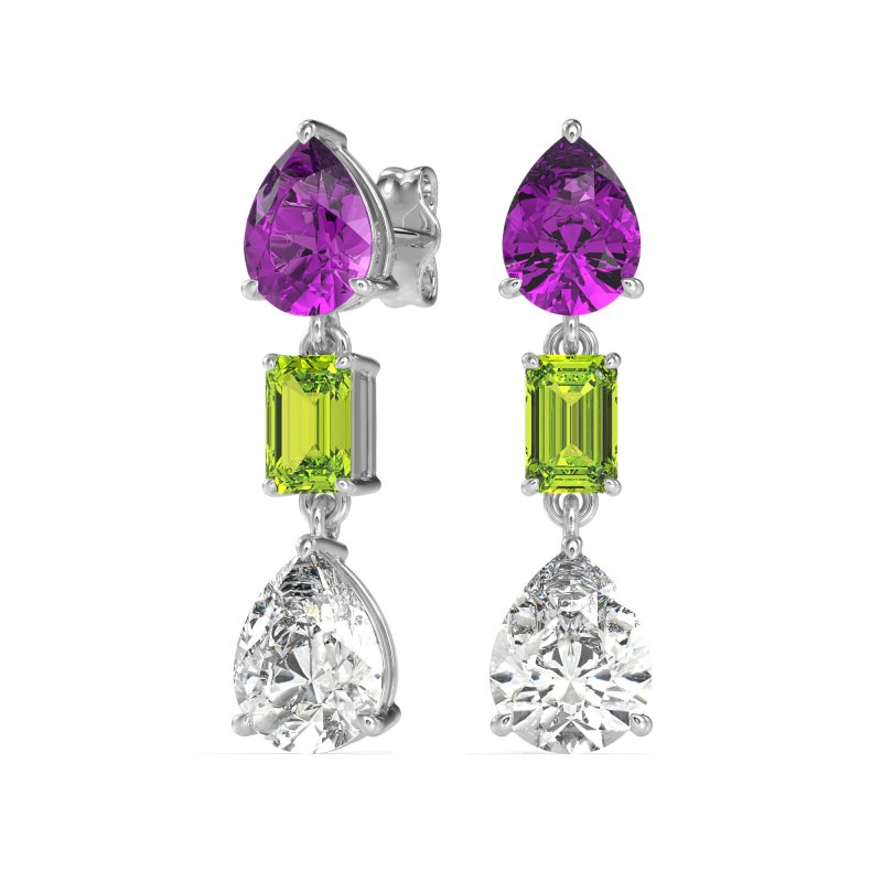 Pear & Emerald Cut Dangle Earrings