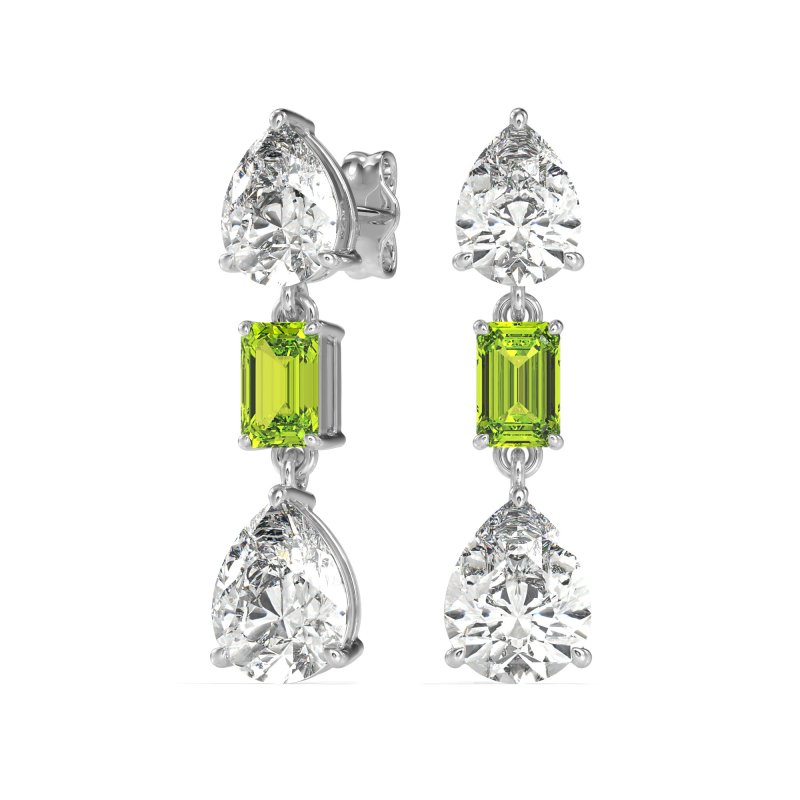 Pear & Emerald Cut Dangle Earrings