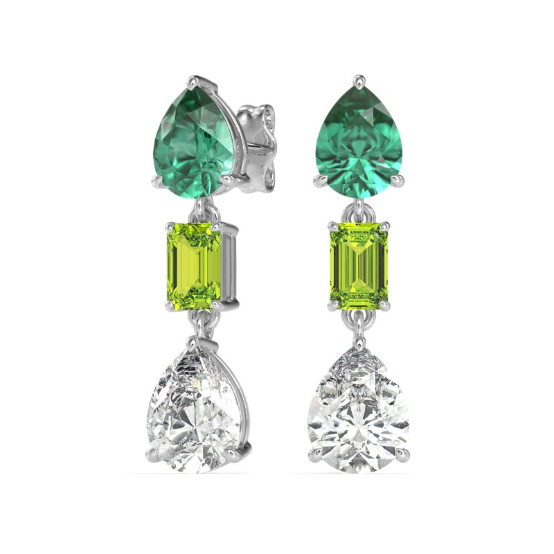 Pear & Emerald Cut Dangle Earrings