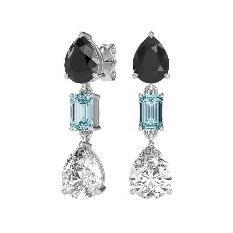 Pear & Emerald Cut Dangle Earrings