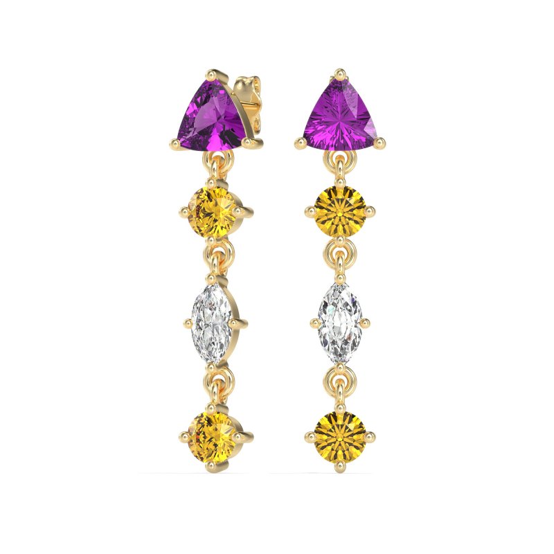 Multi-Shape Trillion Dangling Earrings
