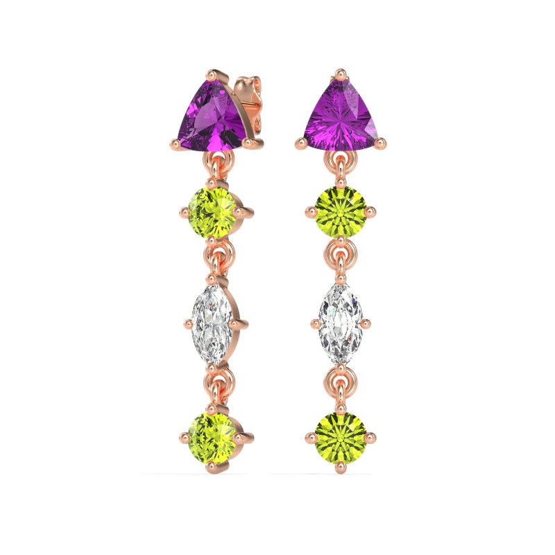 Multi-Shape Trillion Dangling Earrings