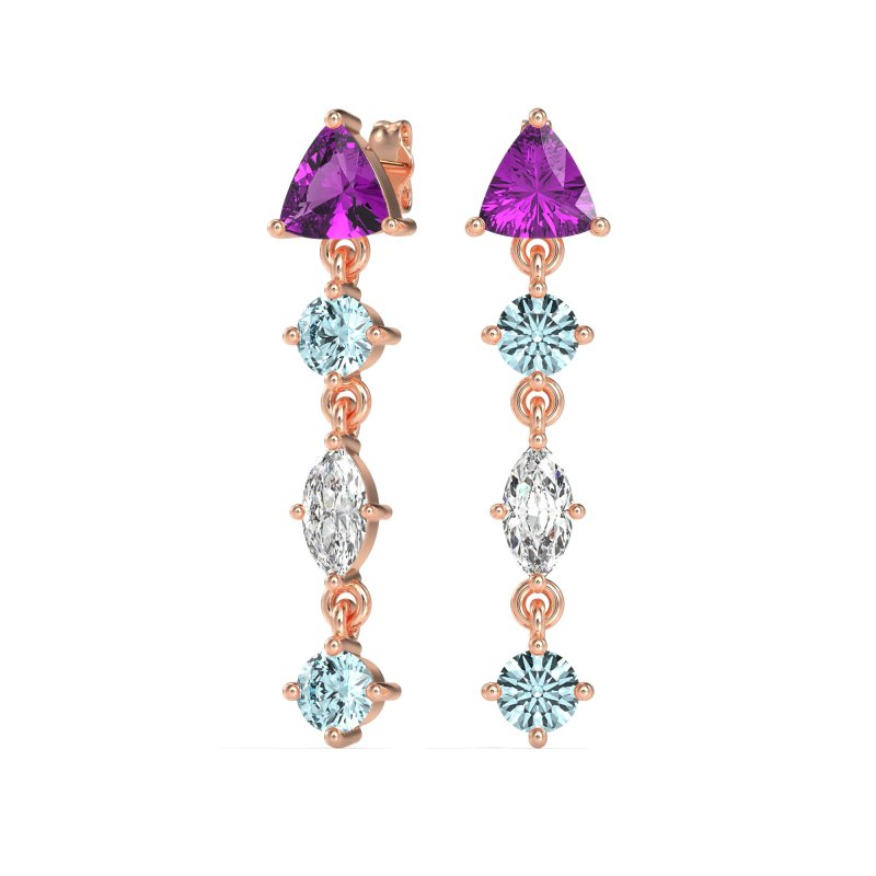 Multi-Shape Trillion Dangling Earrings