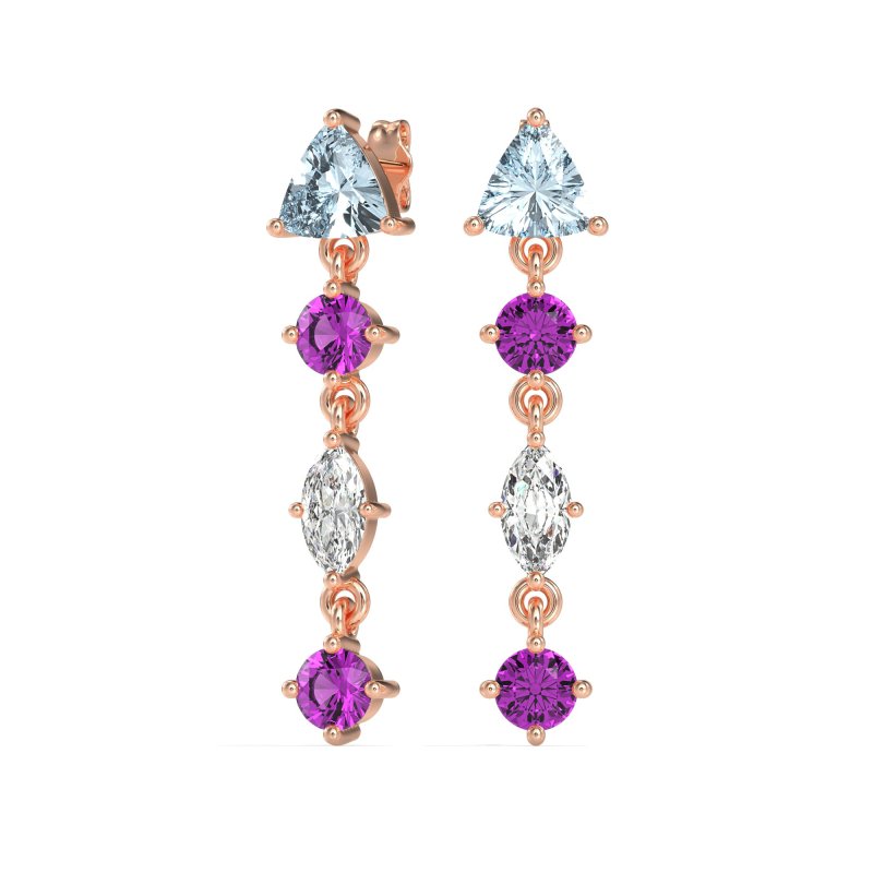 Multi-Shape Trillion Dangling Earrings