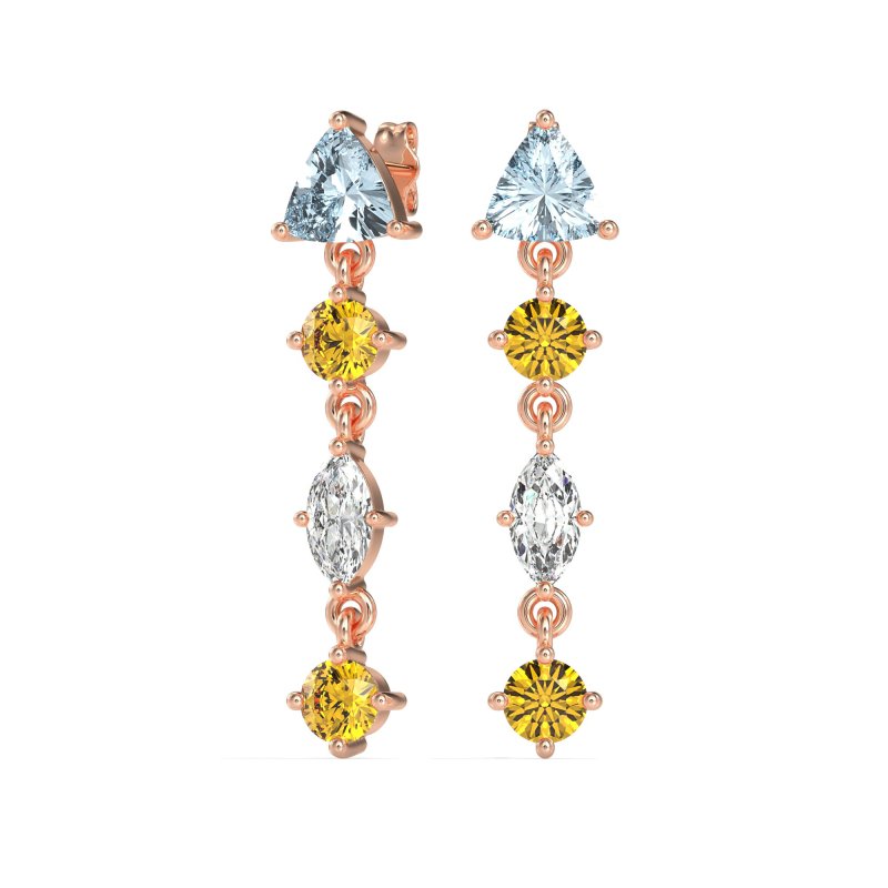 Multi-Shape Trillion Dangling Earrings