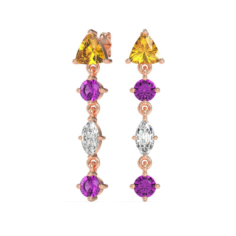 Multi-Shape Trillion Dangling Earrings