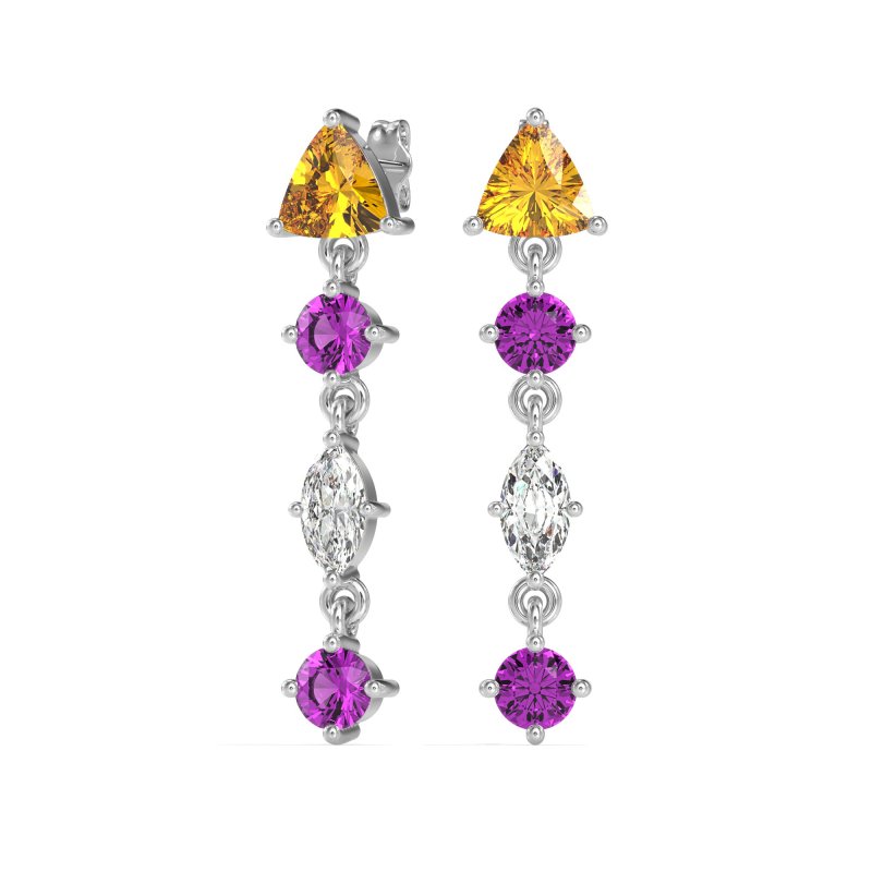 Multi-Shape Trillion Dangling Earrings