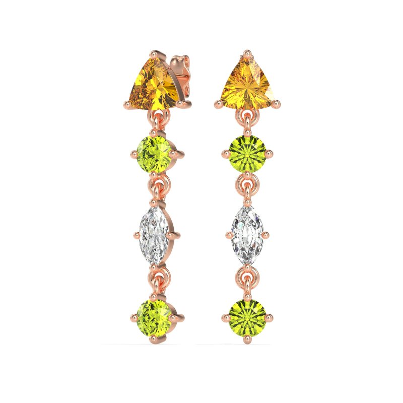 Multi-Shape Trillion Dangling Earrings