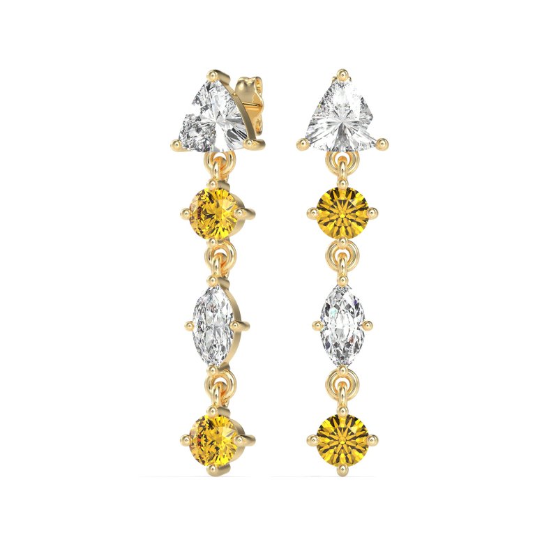 Multi-Shape Trillion Dangling Earrings