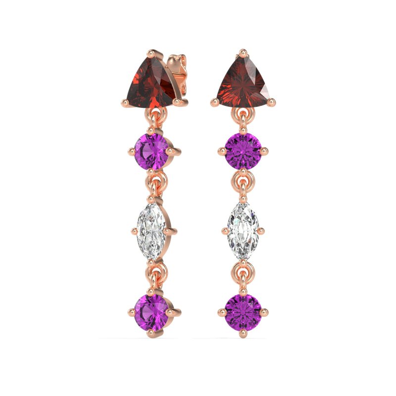 Multi-Shape Trillion Dangling Earrings