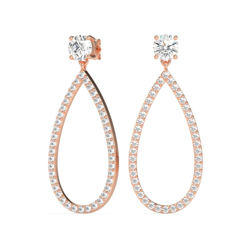 Pave Open Tear-Drop Earrings