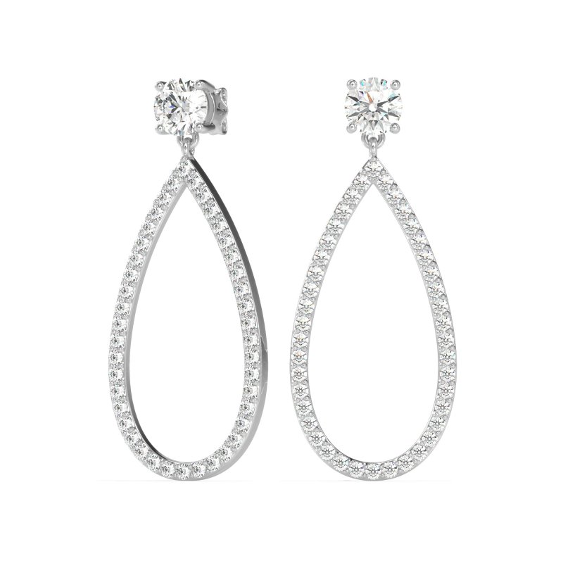Pave Open Tear-Drop Earrings