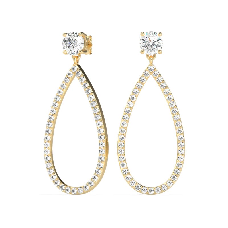 Pave Open Tear-Drop Earrings