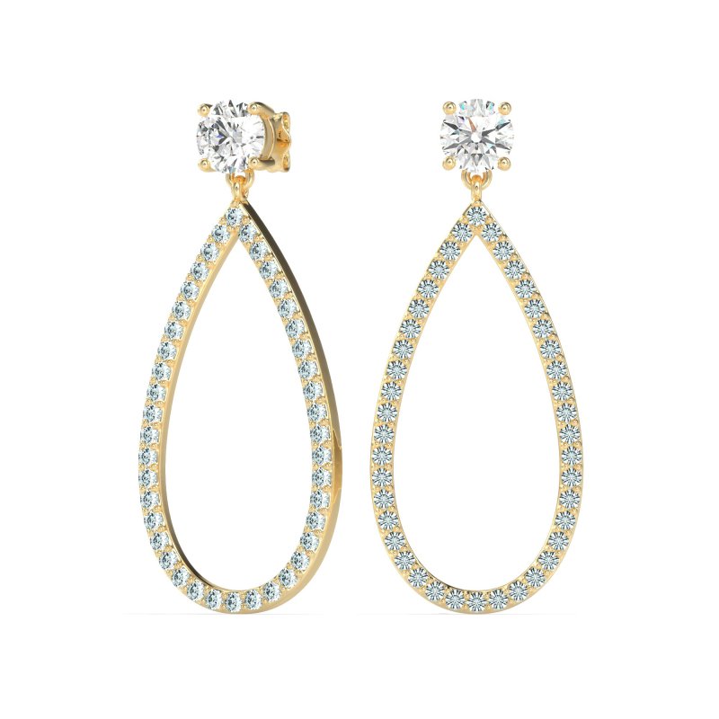 Pave Open Tear-Drop Earrings