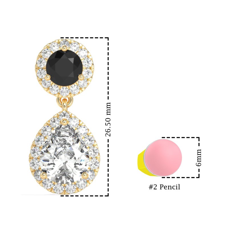 Pear & Round Halo Drop Earrings