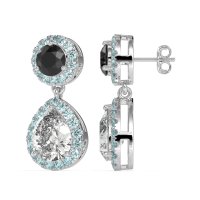Pear & Round Halo Drop Earrings