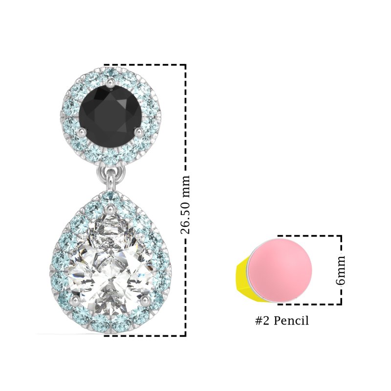 Pear & Round Halo Drop Earrings
