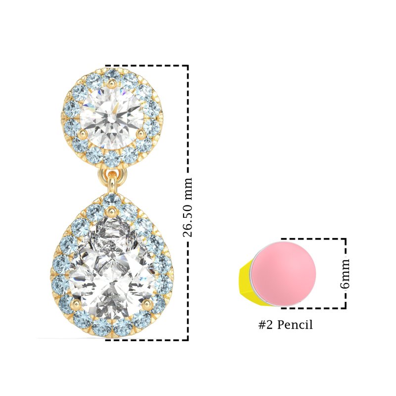 Pear & Round Halo Drop Earrings