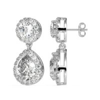 Pear & Round Halo Drop Earrings
