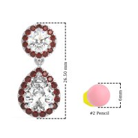 Pear & Round Halo Drop Earrings