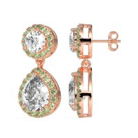 Pear & Round Halo Drop Earrings