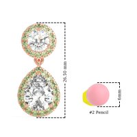 Pear & Round Halo Drop Earrings